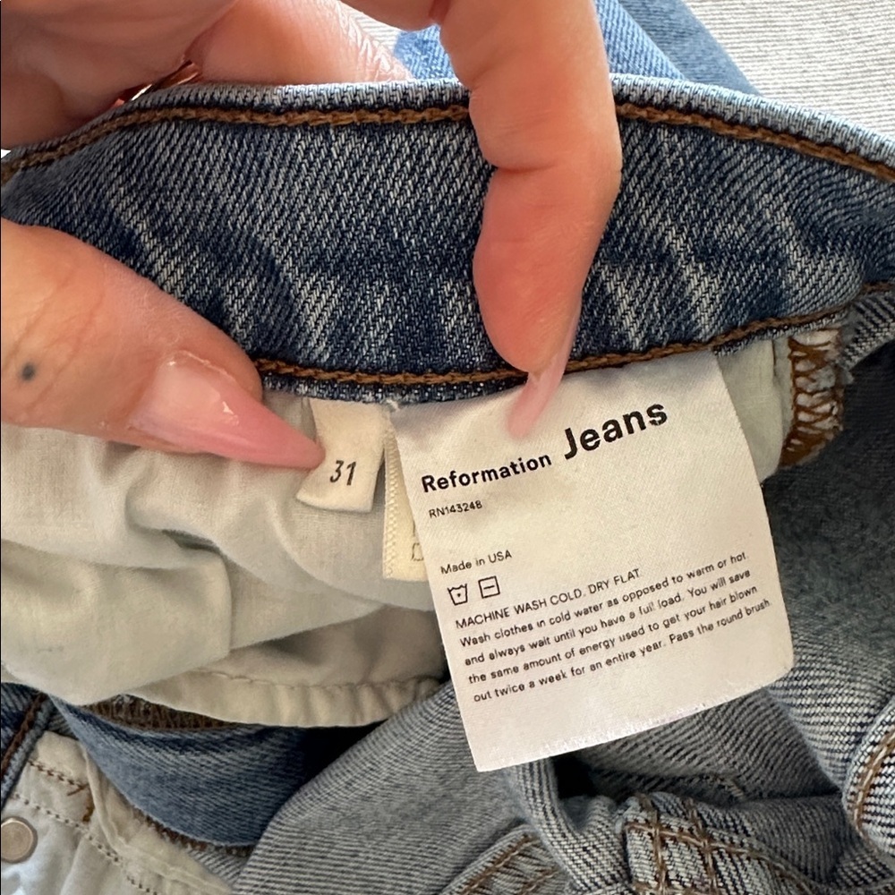Reformation High and Skinny Miami Destroyed Blue Jeans, Size 31 - Picture 6 of 14